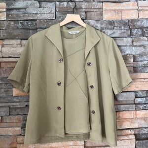 Vintage Chartreuse Button-Down Set